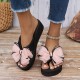 Women's Bowknot Decor Platform Flip Flops, Slip On Casual Non-slip Summer Slides, Vacation Beach Wedge Slides Women's Bowknot Decor Platform Flip Flops, Slip On Casual Non-slip Summer Slides, Vacation Beach Wedge Slides