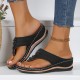 Women's Flower Decor Wedge Sandals, Casual Clip Toe Platform Shoes, Comfortable Summer Sandals Women's Flower Decor Wedge Sandals, Casual Clip Toe Platform Shoes, Comfortable Summer Sandals