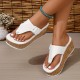 Women's Platform Flip Flops, Buckle Strap Wood Grain Sole Slide Sandals, Outdoor Summer Slide Shoes Women's Platform Flip Flops, Buckle Strap Wood Grain Sole Slide Sandals, Outdoor Summer Slide Shoes