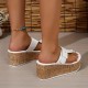 Women's Platform Flip Flops, Buckle Strap Wood Grain Sole Slide Sandals, Outdoor Summer Slide Shoes Women's Platform Flip Flops, Buckle Strap Wood Grain Sole Slide Sandals, Outdoor Summer Slide Shoes