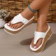 Women's Platform Flip Flops, Buckle Strap Wood Grain Sole Slide Sandals, Outdoor Summer Slide Shoes Women's Platform Flip Flops, Buckle Strap Wood Grain Sole Slide Sandals, Outdoor Summer Slide Shoes