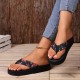 Women's Floral Pattern Flip Flops, Slip On Comfy Platform Soft Sole Slides, Vacation Summer Beach Slides Women's Floral Pattern Flip Flops, Slip On Comfy Platform Soft Sole Slides, Vacation Summer Beach Slides