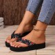 Women's Floral Pattern Flip Flops, Slip On Comfy Platform Soft Sole Slides, Vacation Summer Beach Slides Women's Floral Pattern Flip Flops, Slip On Comfy Platform Soft Sole Slides, Vacation Summer Beach Slides
