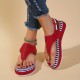 Women's Striped Flat Thong Sandals, Fashion Open Toe Front Zipper Slingback Anti-skid Shoes, Casual Outdoor Beach Shoes Women's Striped Flat Thong Sandals, Fashion Open Toe Front Zipper Slingback Anti-skid Shoes, Casual Outdoor Beach Shoes