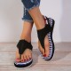 Women's Striped Flat Thong Sandals, Fashion Open Toe Front Zipper Slingback Anti-skid Shoes, Casual Outdoor Beach Shoes Women's Striped Flat Thong Sandals, Fashion Open Toe Front Zipper Slingback Anti-skid Shoes, Casual Outdoor Beach Shoes