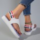 Women's Striped Flat Thong Sandals, Fashion Open Toe Front Zipper Slingback Anti-skid Shoes, Casual Outdoor Beach Shoes Women's Striped Flat Thong Sandals, Fashion Open Toe Front Zipper Slingback Anti-skid Shoes, Casual Outdoor Beach Shoes