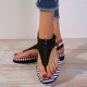Women's Striped Flat Thong Sandals, Fashion Open Toe Front Zipper Slingback Anti-skid Shoes, Casual Outdoor Beach Shoes Women's Striped Flat Thong Sandals, Fashion Open Toe Front Zipper Slingback Anti-skid Shoes, Casual Outdoor Beach Shoes