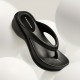 Women's Solid Color Wedge Heeled Flip Flops, Casual Clip Toe Platform Shoes, Women's Art Support Shoes Women's Solid Color Wedge Heeled Flip Flops, Casual Clip Toe Platform Shoes, Women's Art Support Shoes