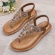 Women's Boho Stile Thong Sandals, Rhinestone Decor Elastic Strap Slip On Shoes, Summer Vacation Beach Sandals Women's Boho Stile Thong Sandals, Rhinestone Decor Elastic Strap Slip On Shoes, Summer Vacation Beach Sandals