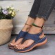 Women's Thone Wedge Sandals, Solid Color Ankle Buckle Strap Slingback Open Toe Shoes, Casual Retro Shoes Women's Thone Wedge Sandals, Solid Color Ankle Buckle Strap Slingback Open Toe Shoes, Casual Retro Shoes