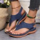 Women's Thone Wedge Sandals, Solid Color Ankle Buckle Strap Slingback Open Toe Shoes, Casual Retro Shoes Women's Thone Wedge Sandals, Solid Color Ankle Buckle Strap Slingback Open Toe Shoes, Casual Retro Shoes