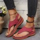 Women's Thone Wedge Sandals, Solid Color Ankle Buckle Strap Slingback Open Toe Shoes, Casual Retro Shoes Women's Thone Wedge Sandals, Solid Color Ankle Buckle Strap Slingback Open Toe Shoes, Casual Retro Shoes