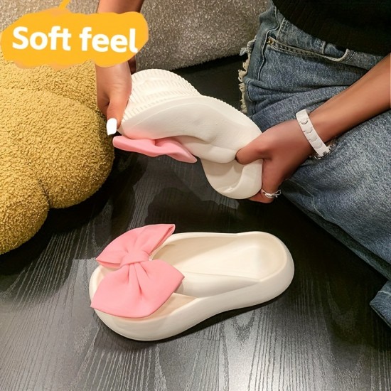 Women's Bow Pillow Flip Flops, Kawaii Open Toe Super Soft Non Slip Slides Shoes, Indoor & Outdoor Slippers Women's Bow Pillow Flip Flops, Kawaii Open Toe Super Soft Non Slip Slides Shoes, Indoor & Outdoor Slippers