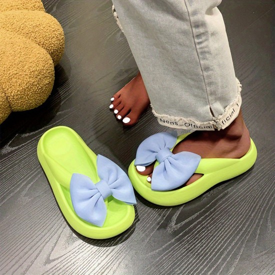 Women's Bow Pillow Flip Flops, Kawaii Open Toe Super Soft Non Slip Slides Shoes, Indoor & Outdoor Slippers Women's Bow Pillow Flip Flops, Kawaii Open Toe Super Soft Non Slip Slides Shoes, Indoor & Outdoor Slippers