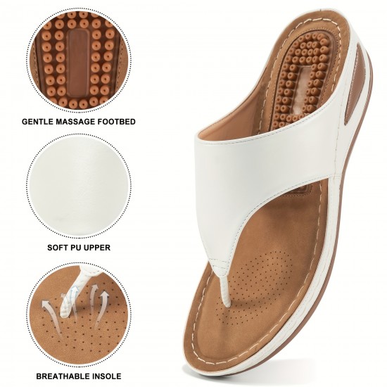 Women's Massage Flip Flops, Comfortable Arch Support Wedge Slide Sandals, Casual Outdoor Shoes Women's Massage Flip Flops, Comfortable Arch Support Wedge Slide Sandals, Casual Outdoor Shoes