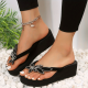 Women's Rhinestone Foral Decor Sandals, Slip On Non-slip Outdoor Wedge Flip Flops, Vacation Beach Slides Shoes Women's Rhinestone Foral Decor Sandals, Slip On Non-slip Outdoor Wedge Flip Flops, Vacation Beach Slides Shoes