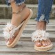 Women's Flower Decor Flip Flops, Casual Clip Toe Summer Shoes, Women's Lightweight Beach Shoes Women's Flower Decor Flip Flops, Casual Clip Toe Summer Shoes, Women's Lightweight Beach Shoes