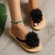 Women's Flower Decor Flip Flops, Casual Clip Toe Summer Shoes, Women's Lightweight Beach Shoes Women's Flower Decor Flip Flops, Casual Clip Toe Summer Shoes, Women's Lightweight Beach Shoes