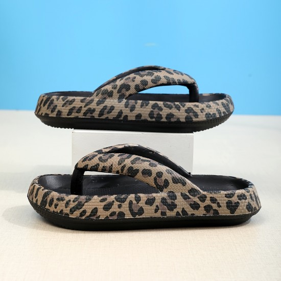 Women's Fashion Leopard Print Flip Flops, Casual Slip On Platform Slippers, Lightweight & Comfortable Shoes Women's Fashion Leopard Print Flip Flops, Casual Slip On Platform Slippers, Lightweight & Comfortable Shoes