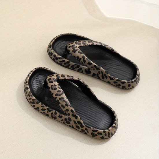 Women's Fashion Leopard Print Flip Flops, Casual Slip On Platform Slippers, Lightweight & Comfortable Shoes Women's Fashion Leopard Print Flip Flops, Casual Slip On Platform Slippers, Lightweight & Comfortable Shoes