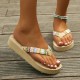 Women's Colorful Knit Sandals, Slip On Open Toe Thick Soft Bottom Outdoor Thong Sandals, Vacation Beach Flip Flops Women's Colorful Knit Sandals, Slip On Open Toe Thick Soft Bottom Outdoor Thong Sandals, Vacation Beach Flip Flops