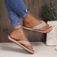 Women's Flat Flip Flops, Straw Braided Vamp Summer Beach Shoes, Imitation Espadrille Solid Slides Women's Flat Flip Flops, Straw Braided Vamp Summer Beach Shoes, Imitation Espadrille Solid Slides