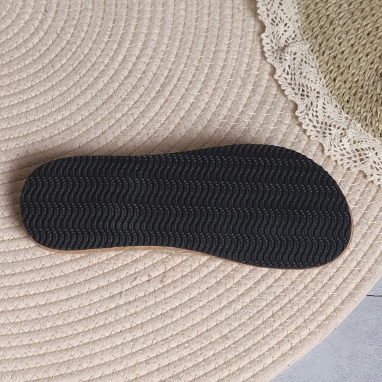 Women's Flat Flip Flops, Straw Braided Vamp Summer Beach Shoes, Imitation Espadrille Solid Slides Women's Flat Flip Flops, Straw Braided Vamp Summer Beach Shoes, Imitation Espadrille Solid Slides