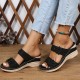 Women's Flower & Rhinestone Wedge Slippers, Solid Color Open Toe Non Slip Arch Support Slides Shoes, Casual Retro Sandals Women's Flower & Rhinestone Wedge Slippers, Solid Color Open Toe Non Slip Arch Support Slides Shoes, Casual Retro Sandals
