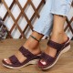 Women's Flower & Rhinestone Wedge Slippers, Solid Color Open Toe Non Slip Arch Support Slides Shoes, Casual Retro Sandals Women's Flower & Rhinestone Wedge Slippers, Solid Color Open Toe Non Slip Arch Support Slides Shoes, Casual Retro Sandals