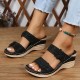 Women's Flower & Rhinestone Wedge Slippers, Solid Color Open Toe Non Slip Arch Support Slides Shoes, Casual Retro Sandals Women's Flower & Rhinestone Wedge Slippers, Solid Color Open Toe Non Slip Arch Support Slides Shoes, Casual Retro Sandals