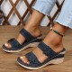 Women's Flower & Rhinestone Wedge Slippers, Solid Color Open Toe Non Slip Arch Support Slides Shoes, Casual Retro Sandals Women's Flower & Rhinestone Wedge Slippers, Solid Color Open Toe Non Slip Arch Support Slides Shoes, Casual Retro Sandals