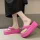Women's Solid Color Flip Flops, Casual Clip Toe Platform Sandals, Comfortable Summer Beach Shoes Women's Solid Color Flip Flops, Casual Clip Toe Platform Sandals, Comfortable Summer Beach Shoes
