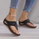 Women's Floral Decor Thong Sandals, Slip On Soft Sole Platform Casual Slides, Non-slip Wedge Retro Slides Women's Floral Decor Thong Sandals, Slip On Soft Sole Platform Casual Slides, Non-slip Wedge Retro Slides