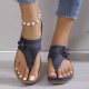Women's Floral Decor Thong Sandals, Slip On Soft Sole Platform Casual Slides, Non-slip Wedge Retro Slides Women's Floral Decor Thong Sandals, Slip On Soft Sole Platform Casual Slides, Non-slip Wedge Retro Slides