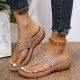 Women's Wedge Flip Flops, Rhinestone Decor Slip On Slide Sandals, Comfy Outdoor Slide Shoes With Arch Support Women's Wedge Flip Flops, Rhinestone Decor Slip On Slide Sandals, Comfy Outdoor Slide Shoes With Arch Support