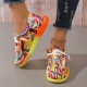 Women's Abstract Color Canvas Shoes, Casual Lace Up Outdoor Shoes, Lightweight Low Top Shoes Women's Abstract Color Canvas Shoes, Casual Lace Up Outdoor Shoes, Lightweight Low Top Shoes