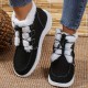 Women's High Top Canvas Shoes, Casual Lace Up Plush Lined Shoes, Comfortable Winter Shoes Women's High Top Canvas Shoes, Casual Lace Up Plush Lined Shoes, Comfortable Winter Shoes
