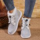 Women's High Top Canvas Shoes, Casual Lace Up Plush Lined Shoes, Comfortable Winter Shoes Women's High Top Canvas Shoes, Casual Lace Up Plush Lined Shoes, Comfortable Winter Shoes