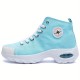Women's Leisure Air Cushion Sneakers, Thick Bottom Mid Top Breathable Canvas Shoes, Women's Casual Shoes Women's Leisure Air Cushion Sneakers, Thick Bottom Mid Top Breathable Canvas Shoes, Women's Casual Shoes