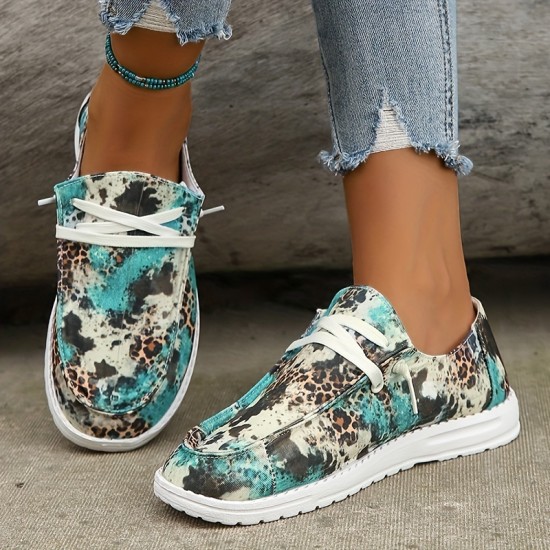 Women's Leopard Pattern Flat Loafers, Slip On Low-top Round Toe Lightweight Canvas Shoes, Casual Outdoor Shoes Women's Leopard Pattern Flat Loafers, Slip On Low-top Round Toe Lightweight Canvas Shoes, Casual Outdoor Shoes