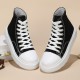 Women's Solid Color Casual Shoes, Lace Up Comfy Platform Soft Sole Shoes, Versatile High-top Canvas Shoes Women's Solid Color Casual Shoes, Lace Up Comfy Platform Soft Sole Shoes, Versatile High-top Canvas Shoes