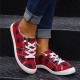 Women's Plaid Pattern Sneakers, Low Top Lace Up Flat Canvas Shoes, Casual & Comfortable Walking Shoes Women's Plaid Pattern Sneakers, Low Top Lace Up Flat Canvas Shoes, Casual & Comfortable Walking Shoes