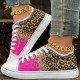 Women's Leopard Print Canvas Shoes, Casual Glitter Sequins Decor Lace Up Shoes, Lightweight Low Top Sneakers Women's Leopard Print Canvas Shoes, Casual Glitter Sequins Decor Lace Up Shoes, Lightweight Low Top Sneakers