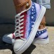 Women's Star Pattern Canvas Shoes, Casual Lace Up Outdoor Shoes, Lightweight Independence Day Shoes Women's Star Pattern Canvas Shoes, Casual Lace Up Outdoor Shoes, Lightweight Independence Day Shoes