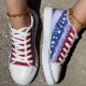 Women's Star Pattern Canvas Shoes, Casual Lace Up Outdoor Shoes, Lightweight Independence Day Shoes Women's Star Pattern Canvas Shoes, Casual Lace Up Outdoor Shoes, Lightweight Independence Day Shoes