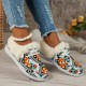 Women's Geometric Pattern Canvas Shoes, Casual Lace Up Plush Lined Shoes, Comfortable Low Top Sneakers Women's Geometric Pattern Canvas Shoes, Casual Lace Up Plush Lined Shoes, Comfortable Low Top Sneakers