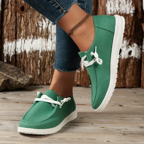 Women's Low Top Canvas Shoes, Round Toe Slip On Flat Loafers, Casual Walking Shoes Women's Low Top Canvas Shoes, Round Toe Slip On Flat Loafers, Casual Walking Shoes