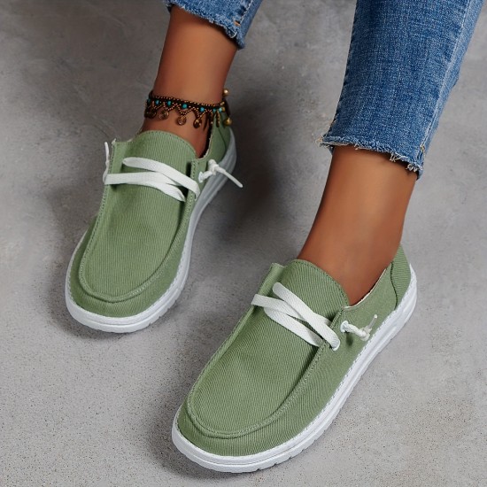 Women's Low Top Canvas Shoes, Round Toe Slip On Flat Loafers, Casual Walking Shoes Women's Low Top Canvas Shoes, Round Toe Slip On Flat Loafers, Casual Walking Shoes