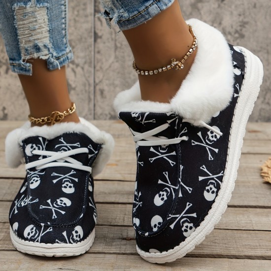 Women's Fluffy Fleece Lined Canvas Shoes, Thermal Slip On Low Top Shoes, Winter Warm Flat Shoes Women's Fluffy Fleece Lined Canvas Shoes, Thermal Slip On Low Top Shoes, Winter Warm Flat Shoes