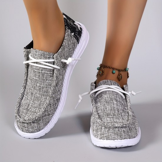 Women's Star Pattern Canvas Shoes, Casual Lace Up Outdoor Shoes, Lightweight Low Top Sneakers Women's Star Pattern Canvas Shoes, Casual Lace Up Outdoor Shoes, Lightweight Low Top Sneakers